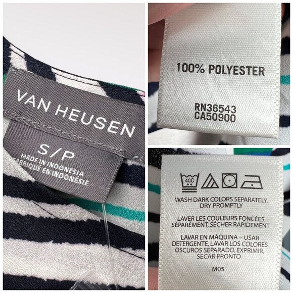Van Heusen Multicolor Stripe Short Sleeve Crepe Blouse Small NWT - Picture 3 of 11
